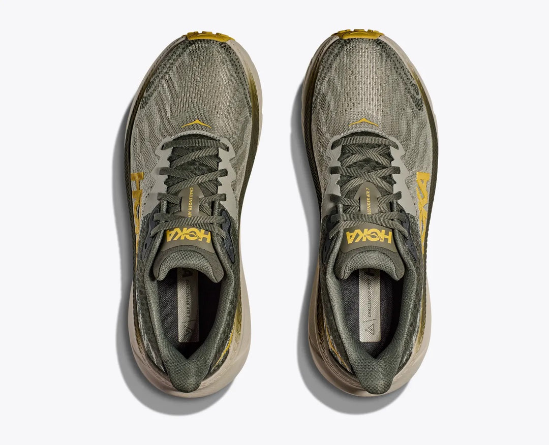 Men's Wide Fit Hoka Challenger 7 Trail Running Trainers in Olive Haze/Forest Cover - Image 6