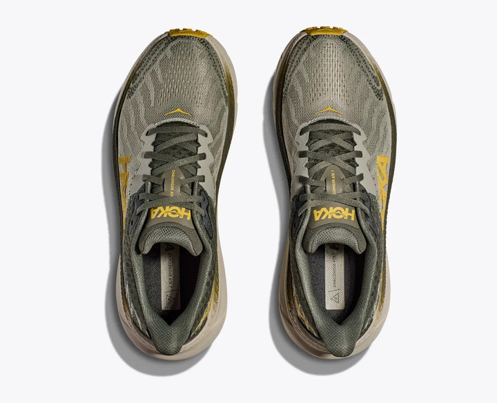 Men's Wide Fit Hoka Challenger 7 Trail Running Trainers in Olive Haze/Forest Cover - Image 1
