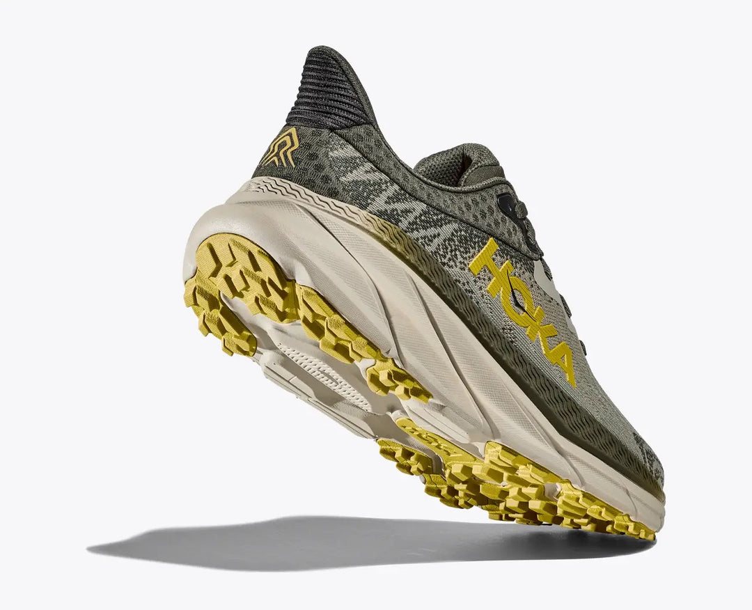 Men's Wide Fit Hoka Challenger 7 Trail Running Trainers in Olive Haze/Forest Cover - Image 8