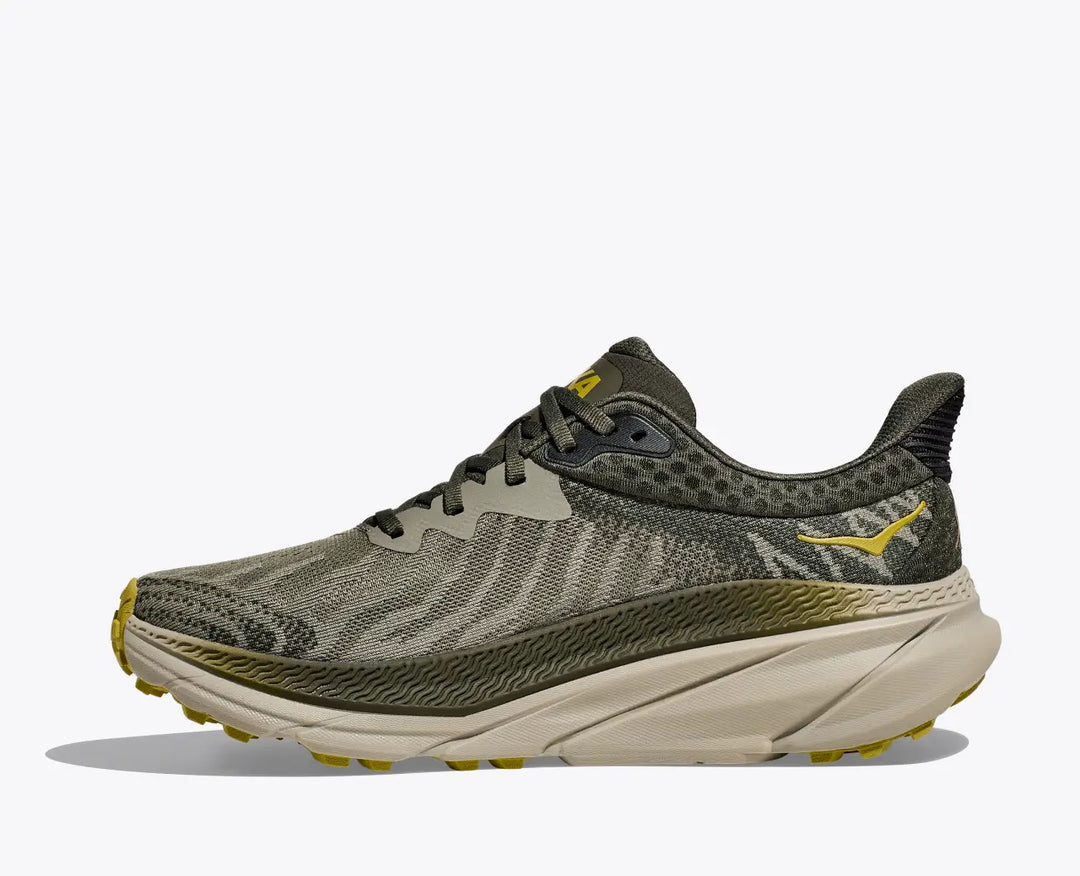 Men's Wide Fit Hoka Challenger 7 Trail Running Trainers in Olive Haze/Forest Cover - Image 5