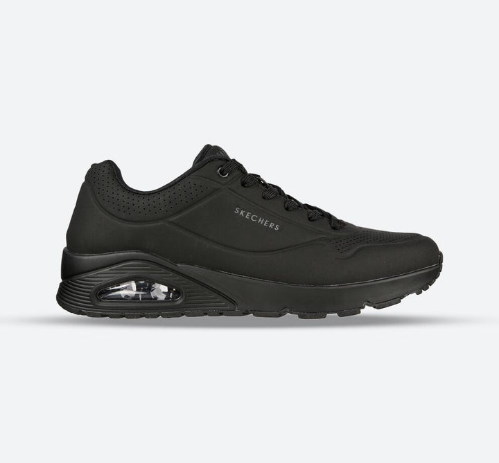Men's Wide Fit Skechers 52458 Uno - Stand On Air Walking Trainers in Black - Image 1