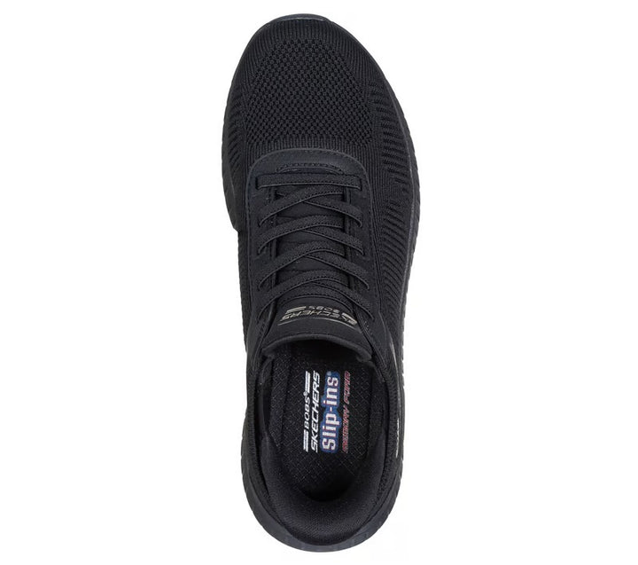Women's Wide Fit Skechers 117497W Bobs Sport Squad Waves Trainers in Black - Image 1