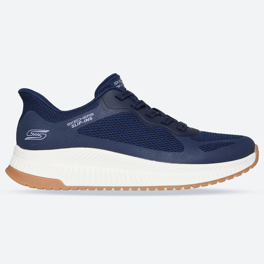 Women's Wide Fit Skechers 117624 Slip-ins Bobs Squad 4 Staple Look Trainers in Navy - Image 1