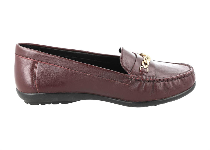 Women's Wide Fit DB Nicolette Loafer Shoes in Black Leather - Image 1