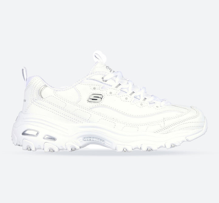 Women's Wide Fit Skechers 11931EW D'lites Fresh Start Trainers in White/Silver - Image 1