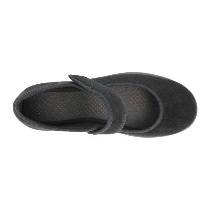 Women's Wide Fit DB Vole Shoes in Black Stretch Suedette - Image 5
