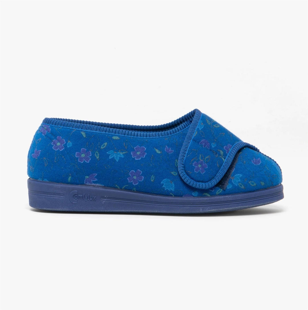 Womens Wide Fit Comfylux LS667C Davina Slippers in Navy/Blue - Image 3