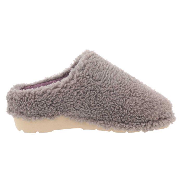 Women's Wide Fit DB Tatum Mule Slippers in Grey Fleece - Image 3