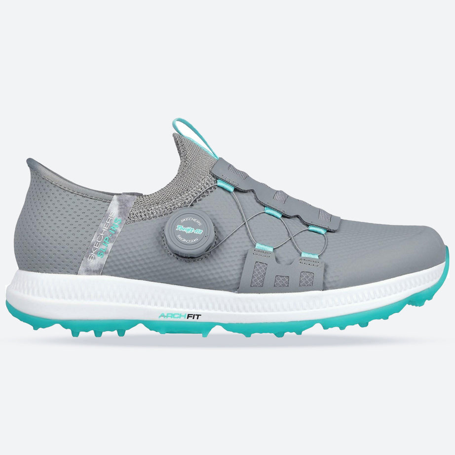 Women's Wide Fit Skechers 123062 Slip-ins Waterproof Go Golf Elite 5 Trainers in Grey/Aqua - Image 12