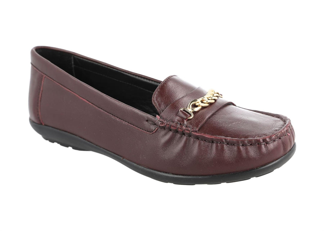Women's Wide Fit DB Nicolette Loafer Shoes in Black Leather - Image 15