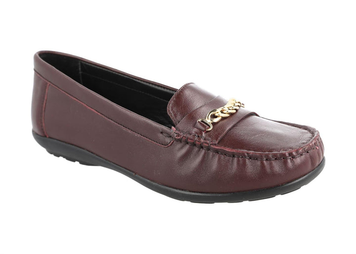 Women's Wide Fit DB Nicolette Loafer Shoes in Black Leather - Image 1