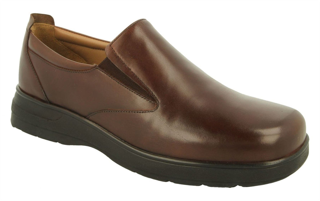 Mens Wide Fit DB Dalton Slip On Luxury Shoes in Black Leather - Image 7