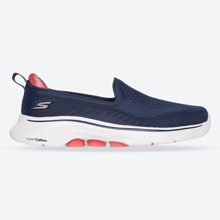 Women's Wide Fit Skechers 125208 Go Walk 7 Vina Shoes in Navy/Coral - Image 1