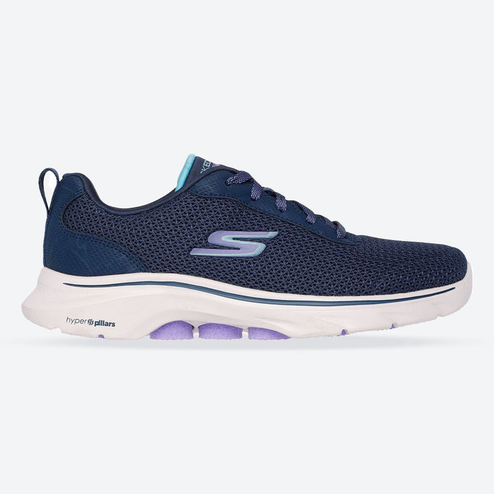 Women's Wide Fit Skechers 125263 Go Walk 7 Kaylor Trainers in Navy/Purple - Image 1