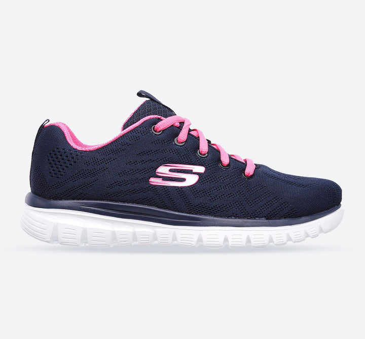 Womens Wide Fit Skechers 12615 Walking Trainers - Navy/Hot Pink in Navy/Hot Pink - Image 1