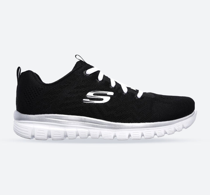 Womens Wide Fit Skechers 12615 Walking Trainers - Black/White in Black/White - Image 1