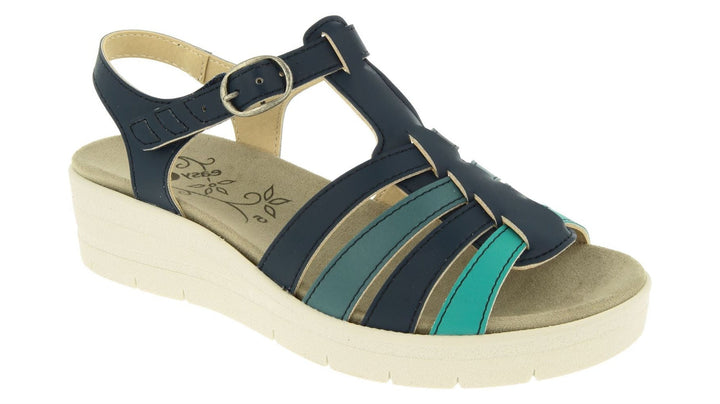 Womens Wide Fit DB Pochard Sandals in Red Multi Synthetic - Image 1
