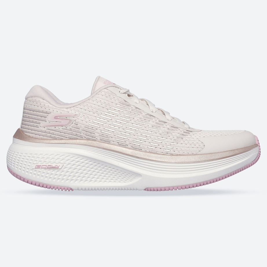 Women's Wide Fit Skechers 129008 Performance Go Run Elevate 2.0 Badric Trainers in Natural/Pink - Image 1