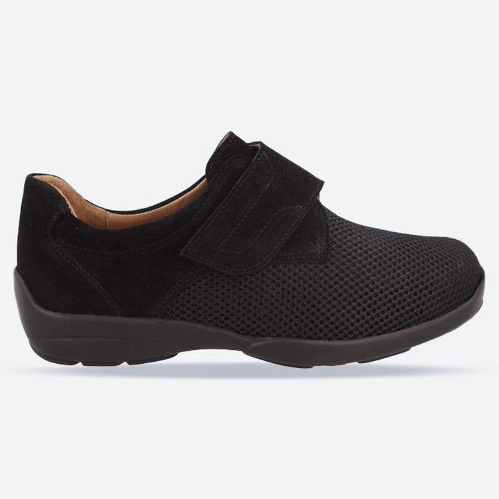 Women's Wide Fit DB Solitaire Trainers in Black Stretch / Black Suede - Image 1