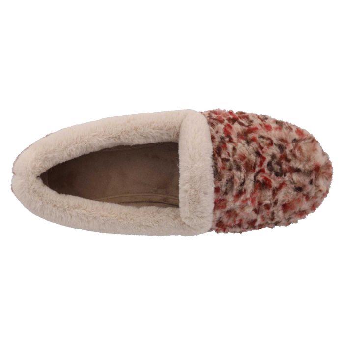 Women's Wide Fit DB Paige Slip on Slippers in Beige Multi Textile - Image 11