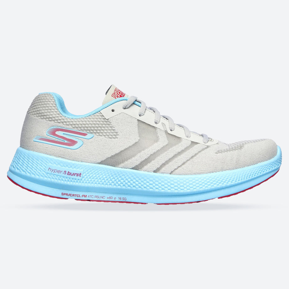 Women's Wide Fit Skechers 130001  Go Run Razor + Sports Trainers - Grey/Aqua/Pink in Grey/Aqua/Pink - Image 1