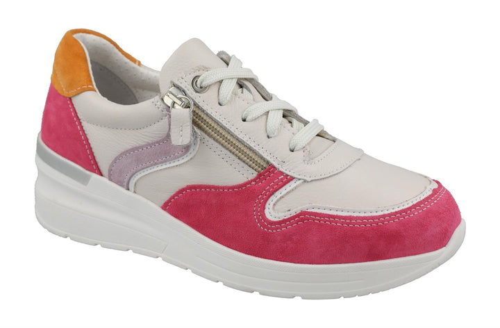 Women's Wide Fit DB Bat Trainers in White Multi - Image 1