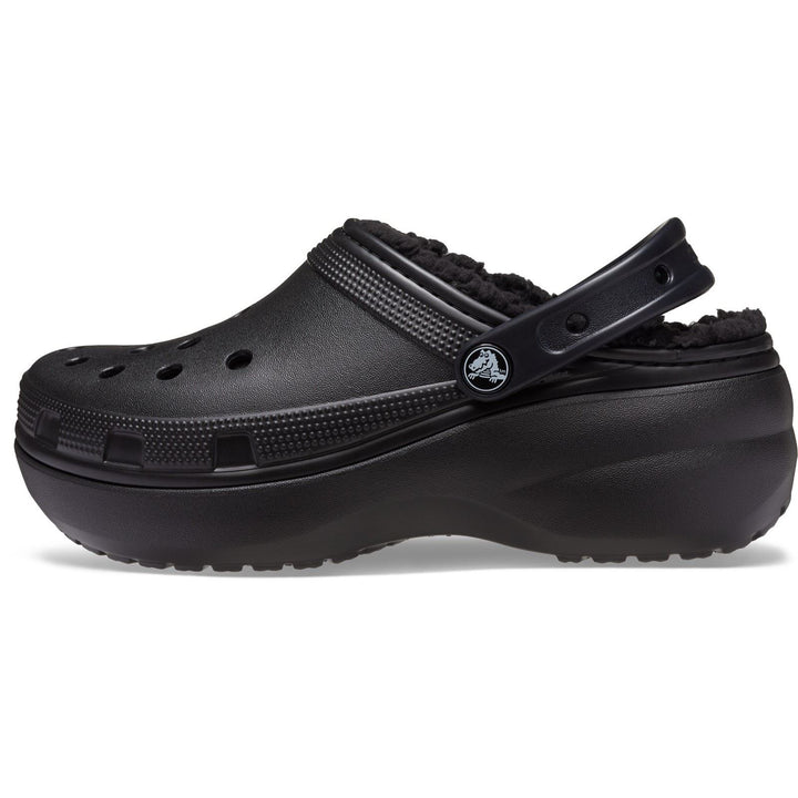 Women's Crocs 207938 Classic Platform Lined Clog Sandals in Black - Image 1