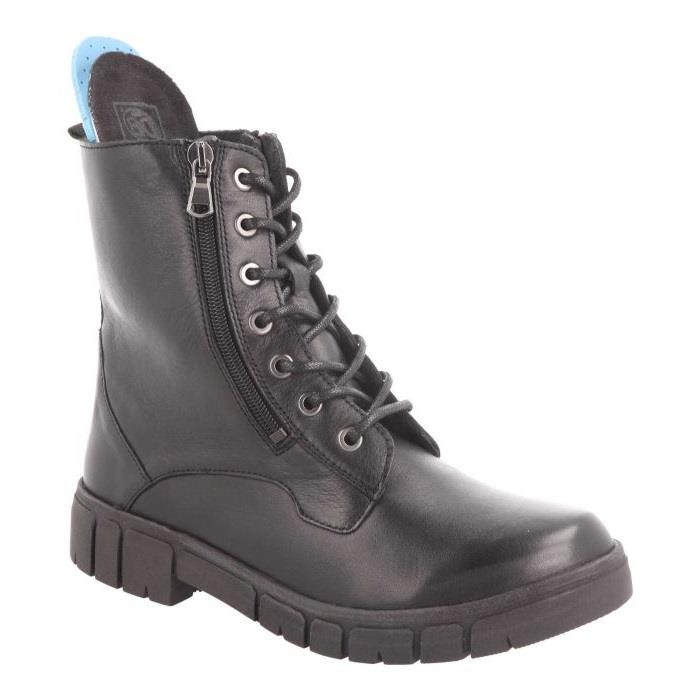 Women's Wide Fit DB Cirrus Lace Up Boots in Black Leather - Image 1