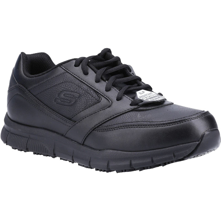 Men's Wide Fit Skechers 77156EC Nampa Occupational Trainers - Black in Black - Image 1