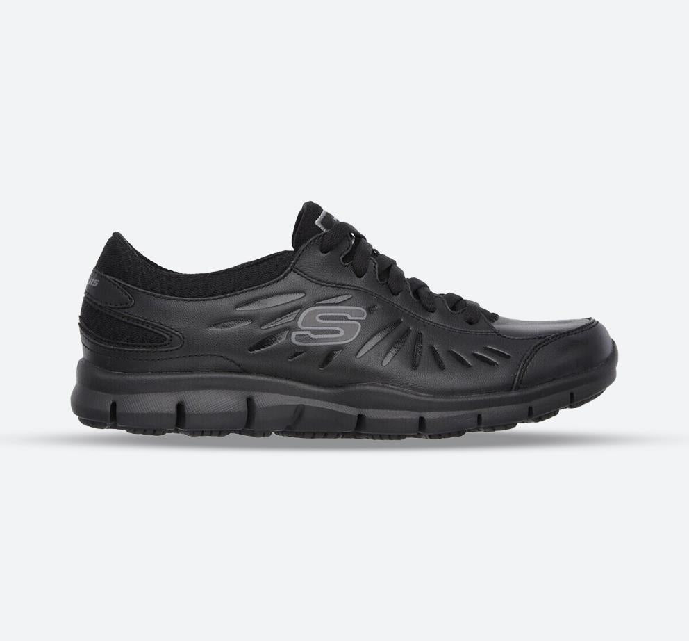 Women's Wide Fit Skechers 76551EC Eldred Occupational Trainers in Black - Image 1