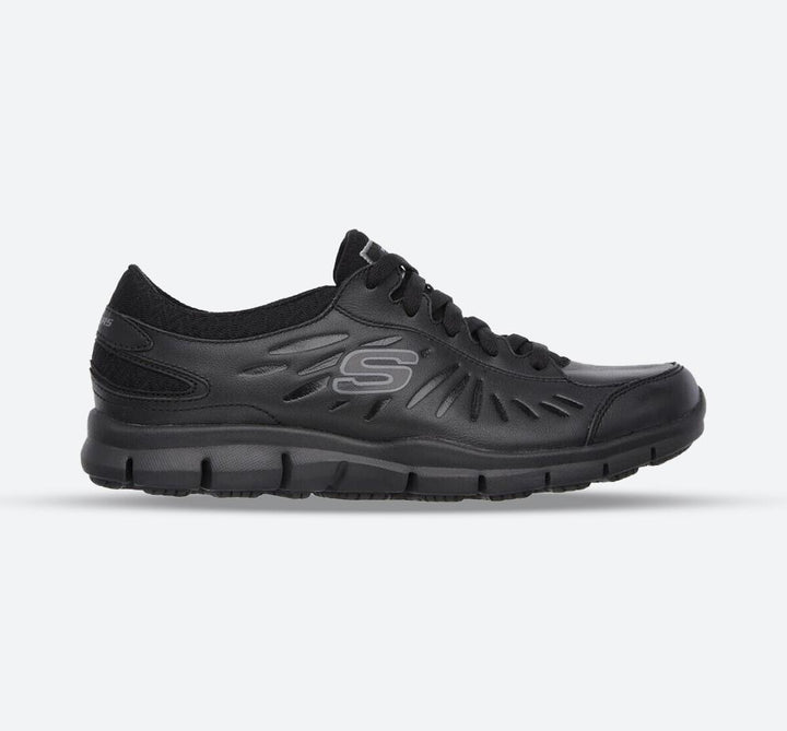 Women's Wide Fit Skechers 76551EC Eldred Occupational Trainers in Black - Image 1