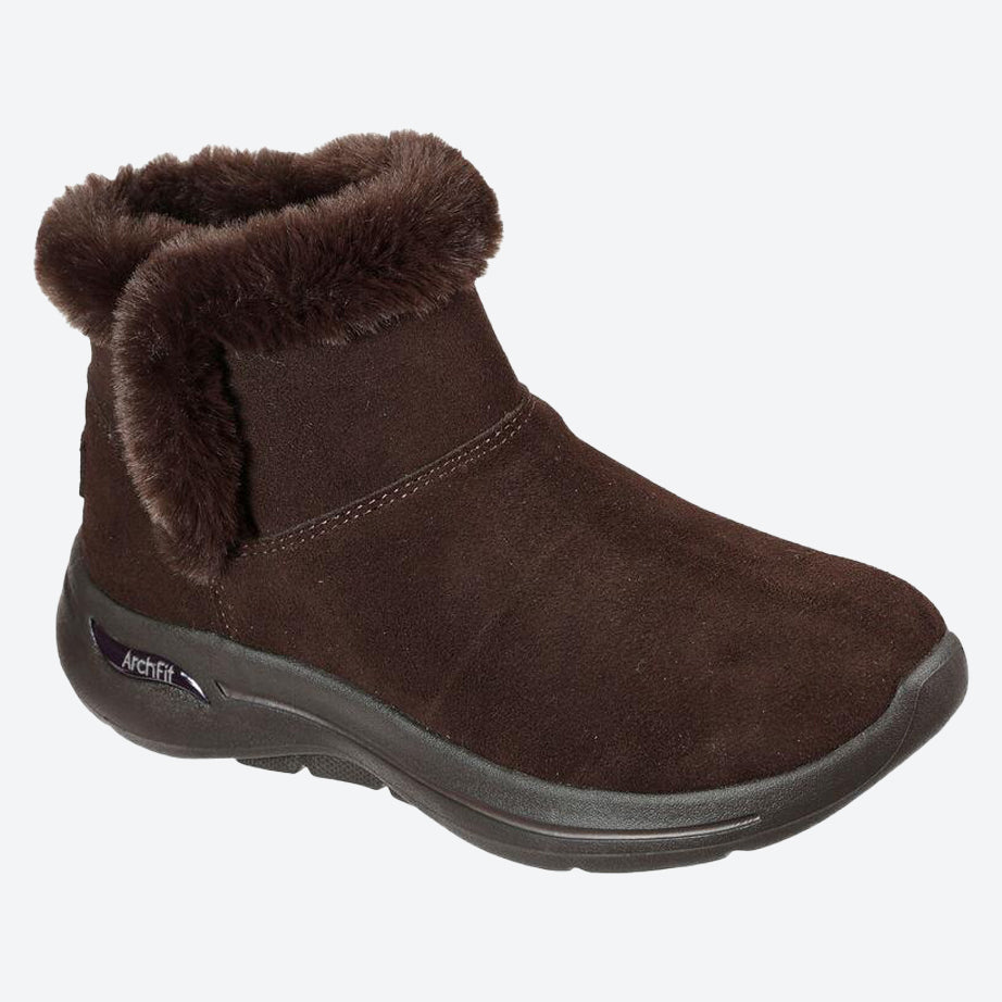 Women's Wide Fit Skechers 144400 Go Walk Arch Fit Cherish Boots in Black - Image 5