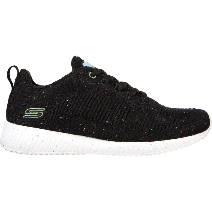 Women's Wide Fit Skechers 117282 Bobs Squad Reclaim Life Trainers - Black in Black - Image 1