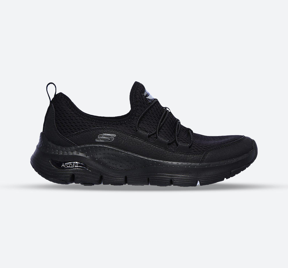 Women's Wide Fit Skechers Lucky Thoughts 149056 Arch Fit Trainers in Black - Image 1