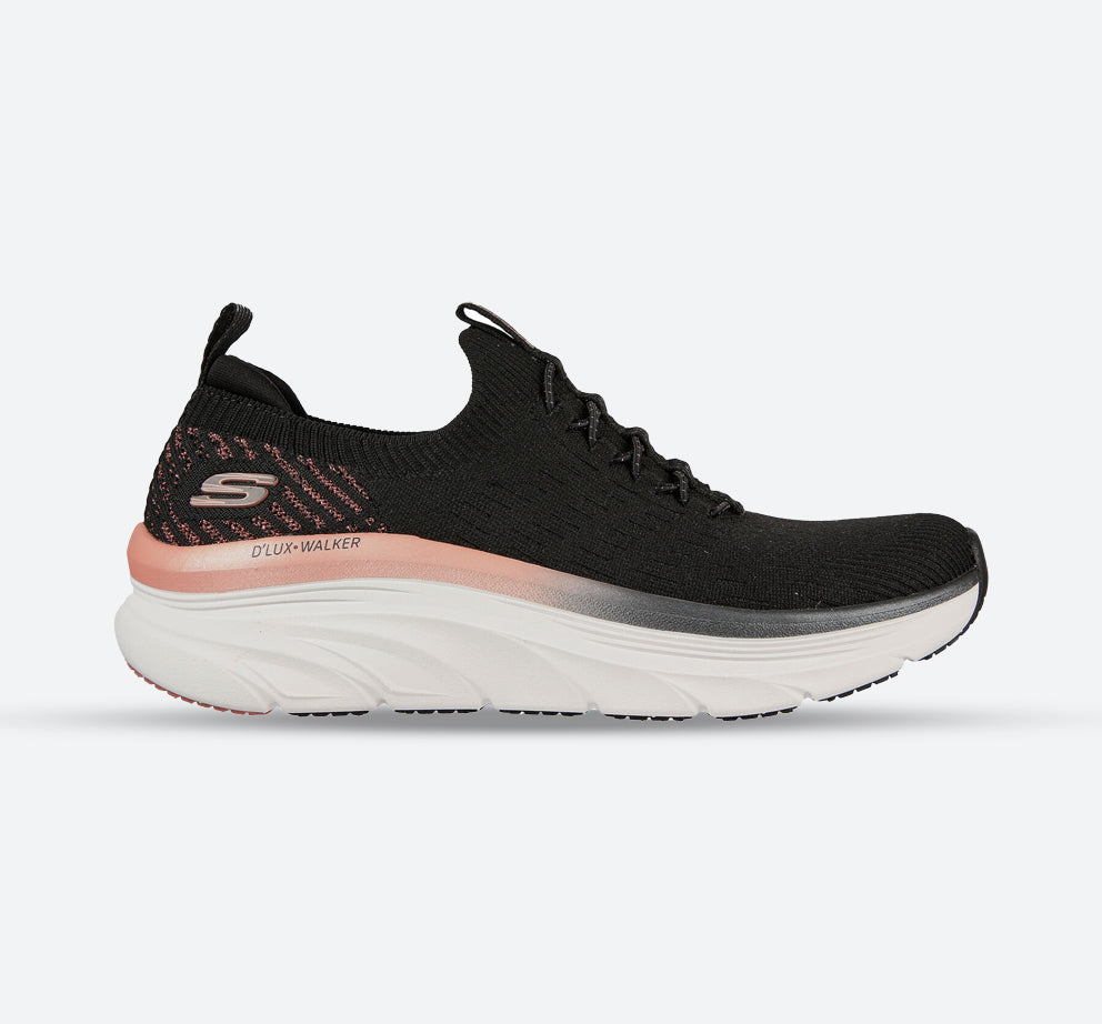 Women's Wide Fit Skechers Let It Glow- 149366 D'lux Walker Relaxed Fit Trainers in Black - Image 1