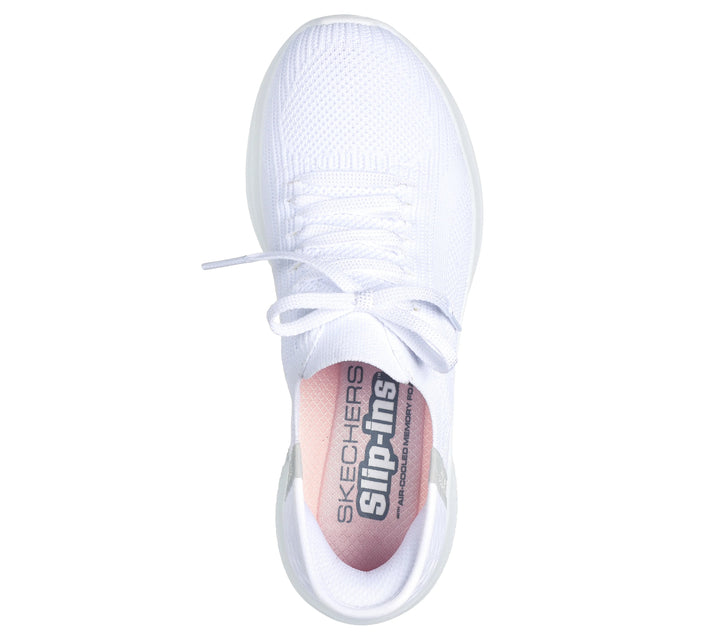 Women's Wide Fit Skechers 149710W Slip-ins Ultra Flex 3.0 Brilliant Trainers - White in White - Image 1