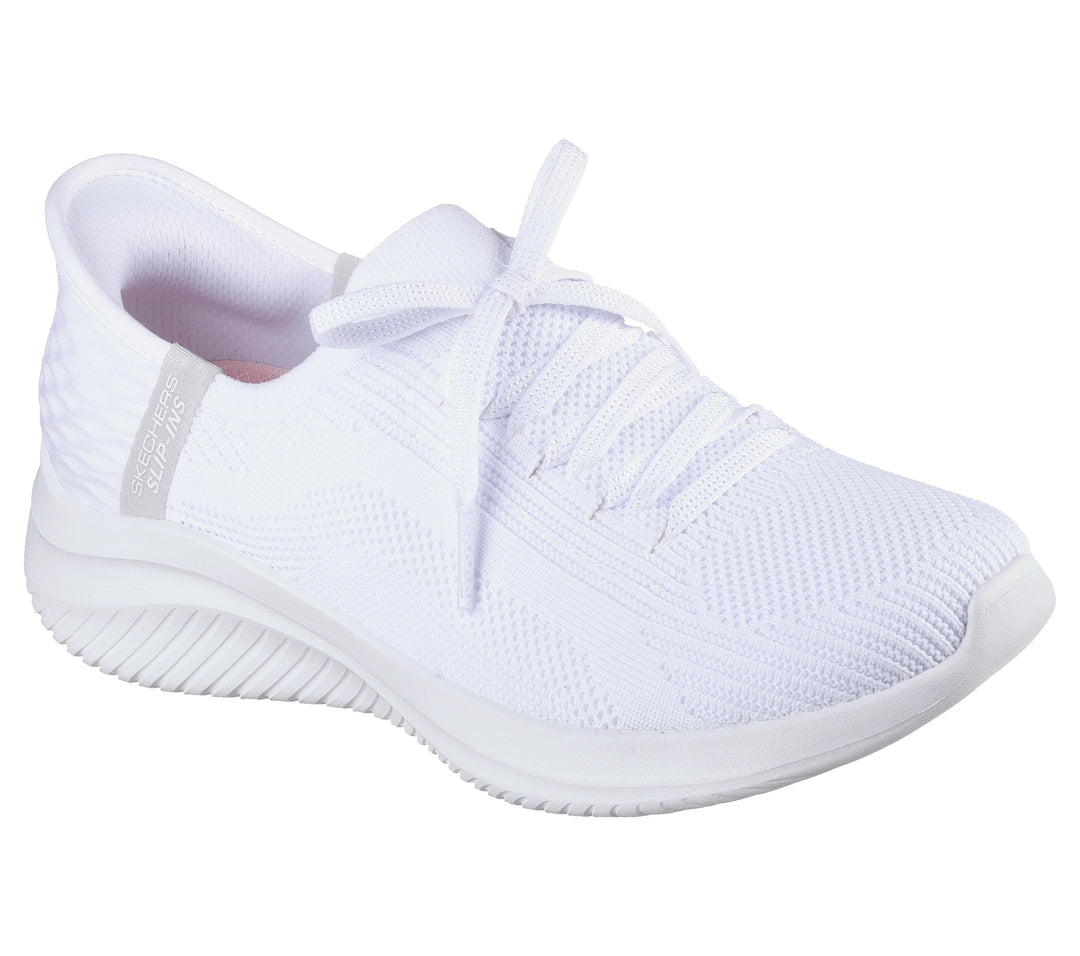 Women's Wide Fit Skechers 149710W Slip-ins Ultra Flex 3.0 Brilliant Trainers - White in White - Image 3