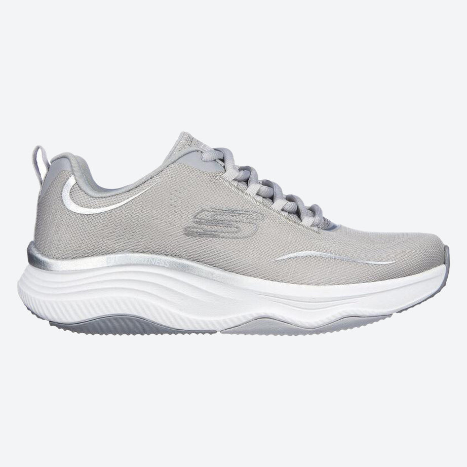 Women's Wide Fit Skechers 149837 D'lux Fitness Pure Glam Trainers in Grey/Silver - Image 8