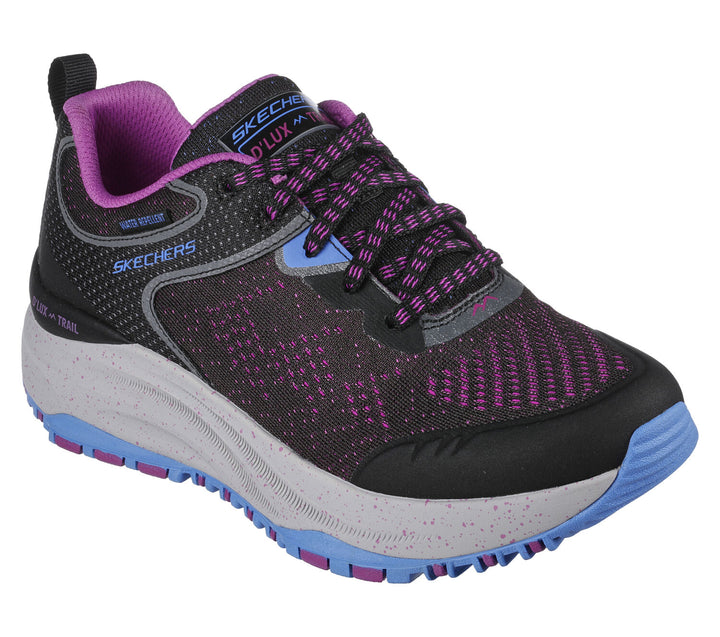 Women's Wide Fit Skechers Relaxed Fit 149842 D'lux Trail Round Trip Walking Trainers in Grey/Pink - Image 1