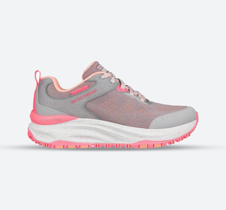 Women's Wide Fit Skechers Relaxed Fit 149842 D'lux Trail Round Trip Walking Trainers in Grey/Pink - Image 1