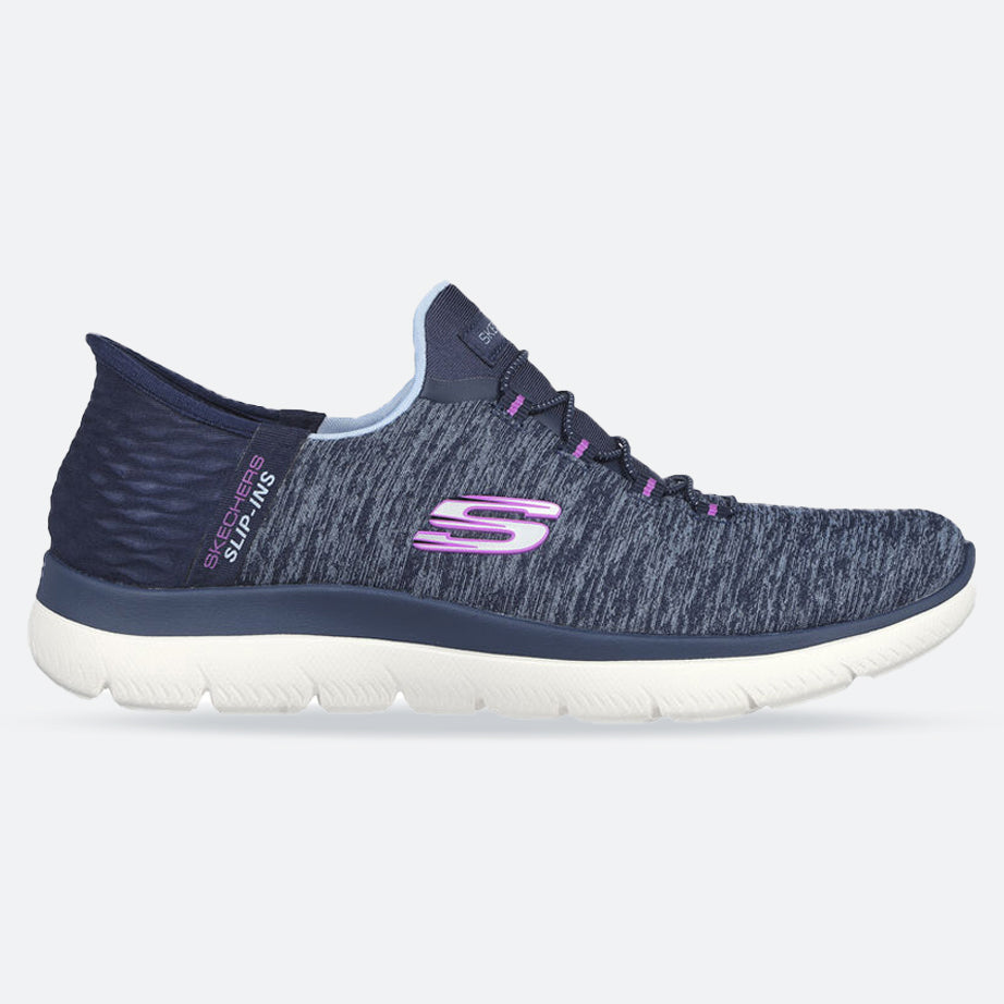 Women's Wide Fit Skechers 149937W Summits Dazzling Haze Vegan Trainers in Black/Multi - Image 7