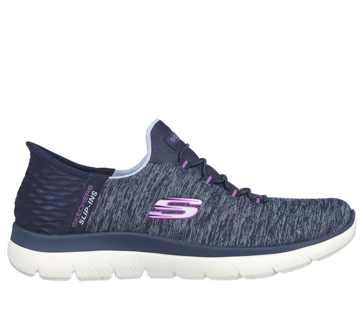 Women's Wide Fit Skechers 149937W Summits Dazzling Haze Vegan Trainers in Black/Multi - Image 1