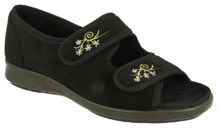 Womens Wide Fit DB Ace 2 Slippers in Black - Image 1