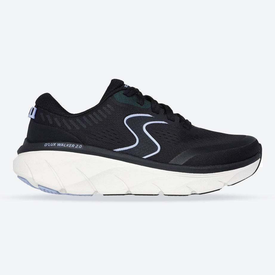 Women's Wide Fit Skechers 150007 D'lux Walker 2.0 Active Pace Trainers in Black/Lavender - Image 1