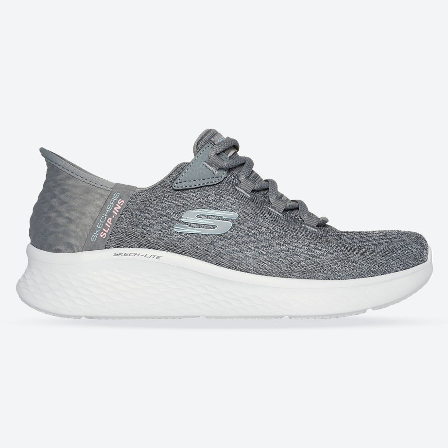 Women's Wide Fit Skechers 150012 Slip-ins Skech Lite Pro Natural Trainers in Grey/Multi - Image 1