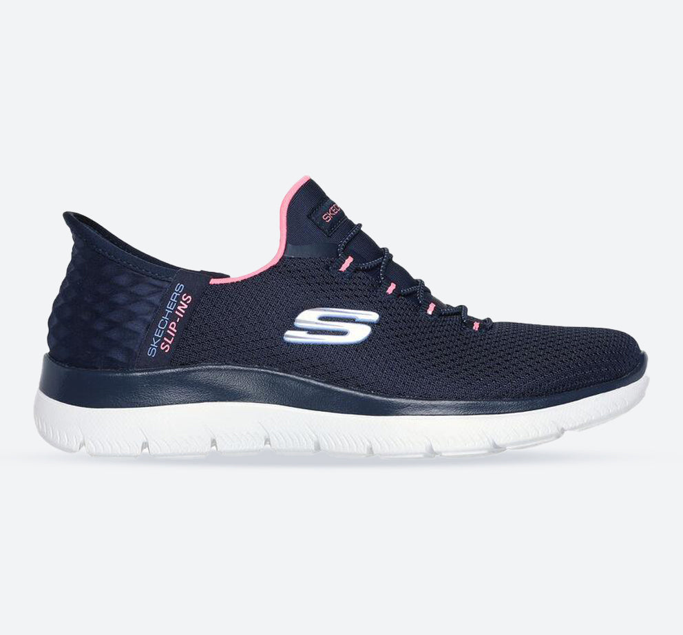 Women's Wide Fit Skechers 150123 Slip-ins  Summits Diamond Dream Trainers in Navy/Pink - Image 1