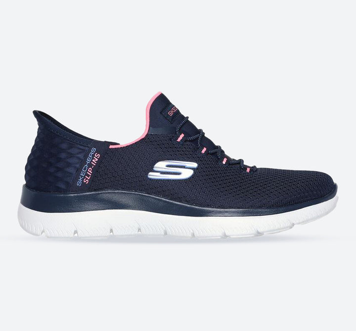 Women's Wide Fit Skechers 150123 Slip-ins  Summits Diamond Dream Trainers in Navy/Pink - Image 1