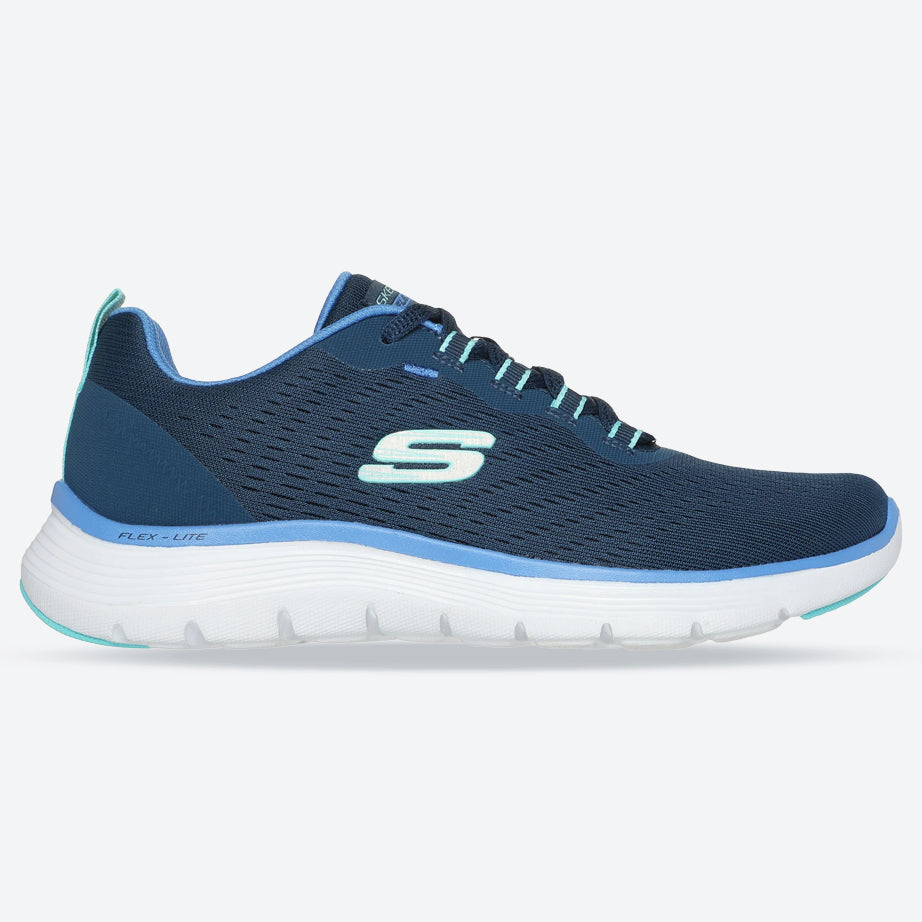 Women's Wide Fit Skechers 150201W Flex Appeal 5.0 New Path Trainers in Navy/Blue - Image 7