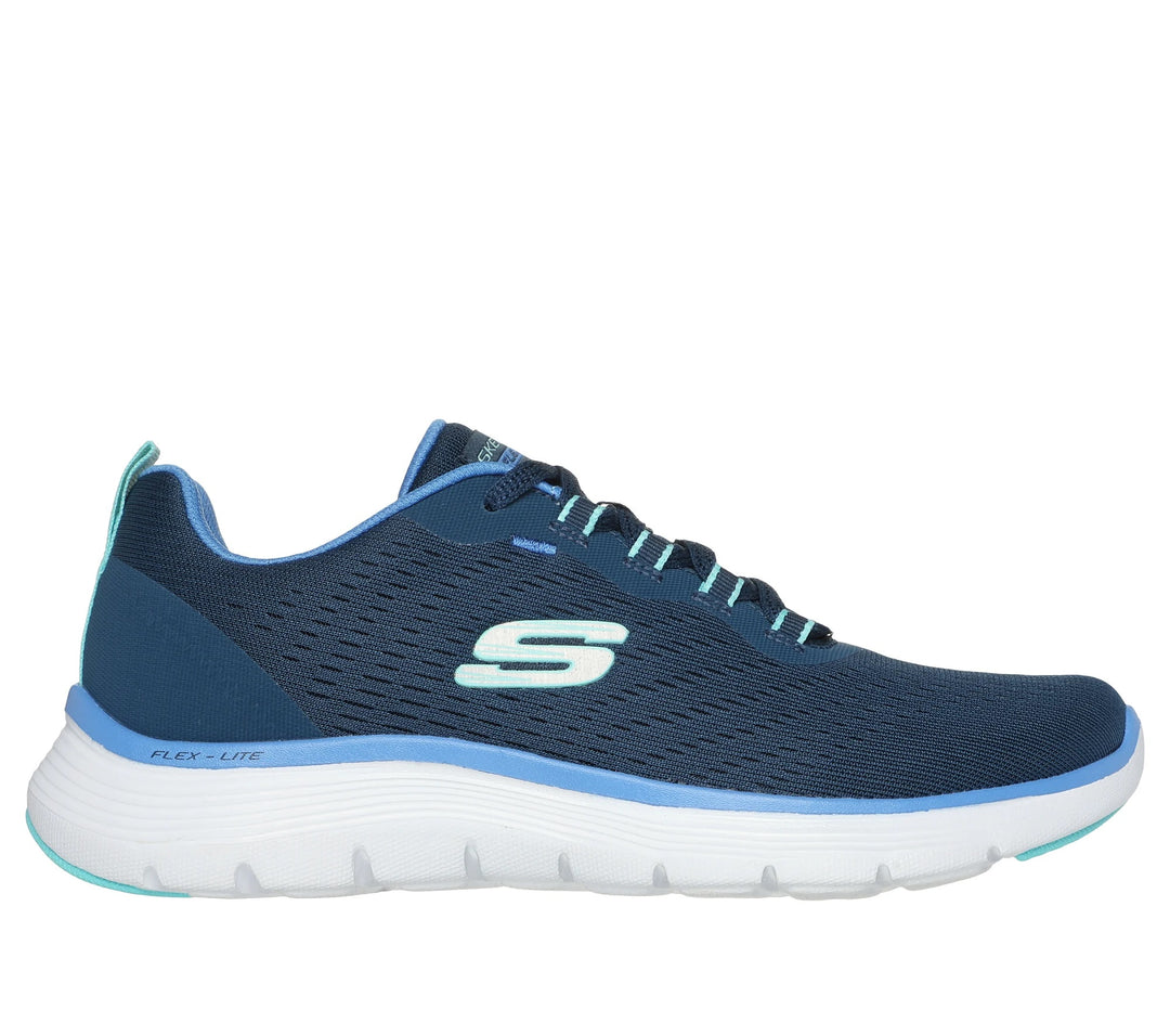 Women's Wide Fit Skechers 150201W Flex Appeal 5.0 New Path Trainers in Navy/Blue - Image 8
