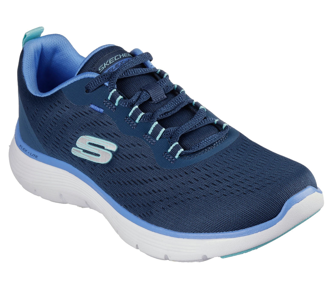 Women's Wide Fit Skechers 150201W Flex Appeal 5.0 New Path Trainers in Navy/Blue - Image 9